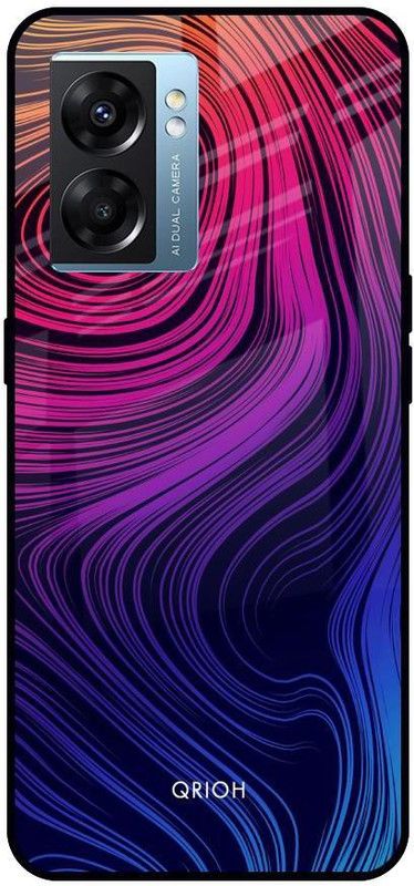 QRIOH Glass Back Cover for Oppo K10 5G  (Multicolor, Grip Case, Silicon, Pack of: 1)