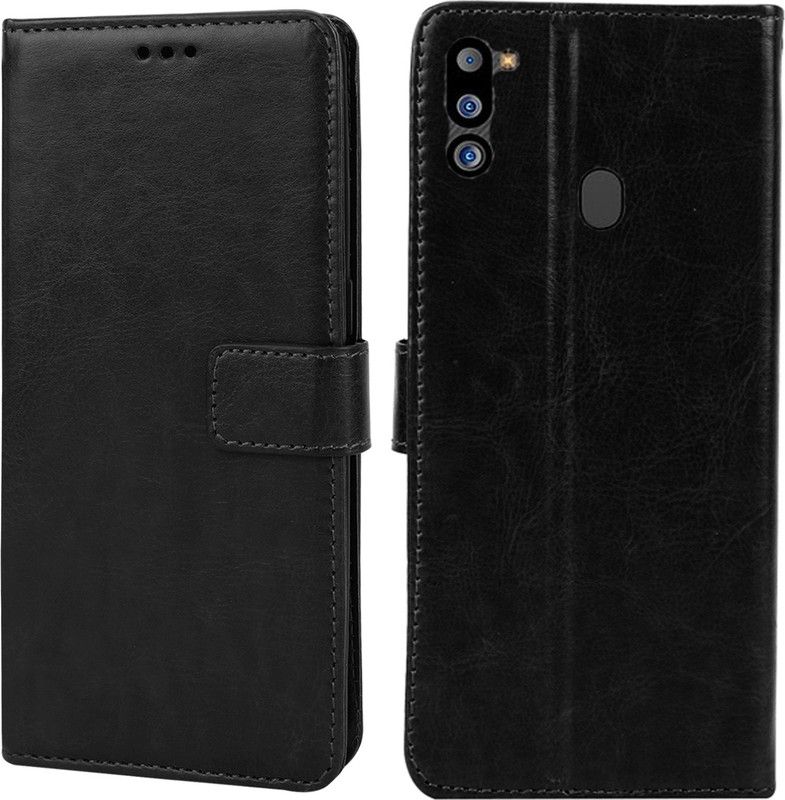 MG Star Flip Cover for Samsung Galaxy M21 (2021) PU Leather Vintage Case with Card Holder and Magnetic Stand  (Black, Shock Proof, Pack of: 1)