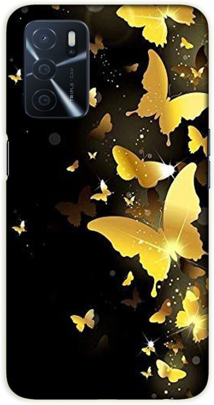 iprinto Back Cover for Oppo A53s 5G, Oppo A16 butterfly Back Cover  (Yellow, Hard Case, Pack of: 1)