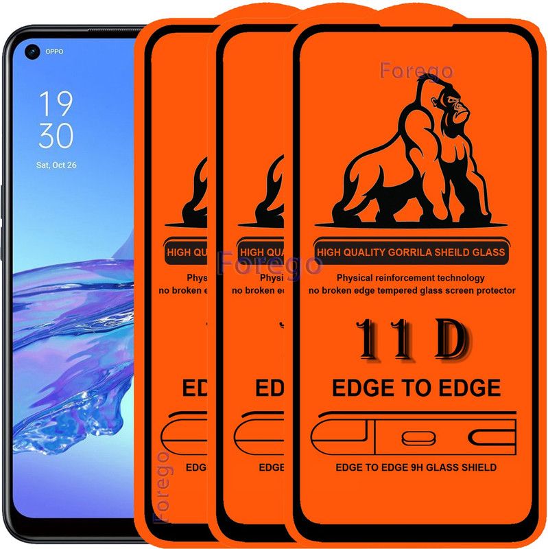 Forego Edge To Edge Tempered Glass for Oppo A53  (Pack of 3)