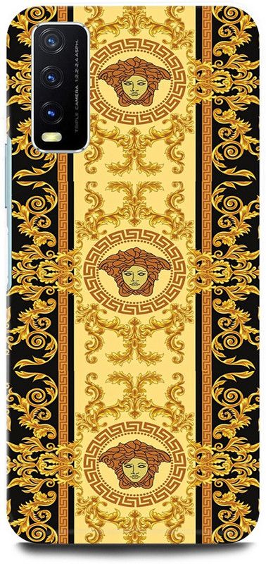 play fast Back Cover for Vivo Y20A, v2054 VERSACE, MEDUSA, PATTERN, LOGO, SIGN  (Yellow, Hard Case, Pack of: 1)