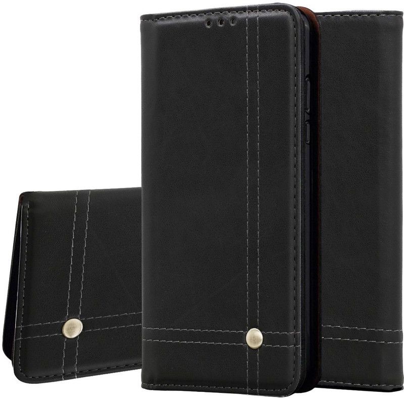 Pirum Wallet Case Cover for Realme 5 PRO  (Black, Magnetic Case, Pack of: 1)