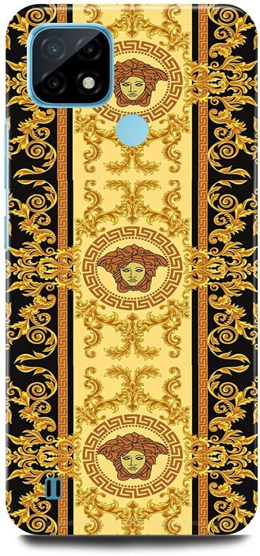 FRONK Back Cover for Realme C21Y, RMX3261, VERSACE, MEDUSA, PATTERN, LOGO, SIGN  (Yellow, Hard Case, Pack of: 1)