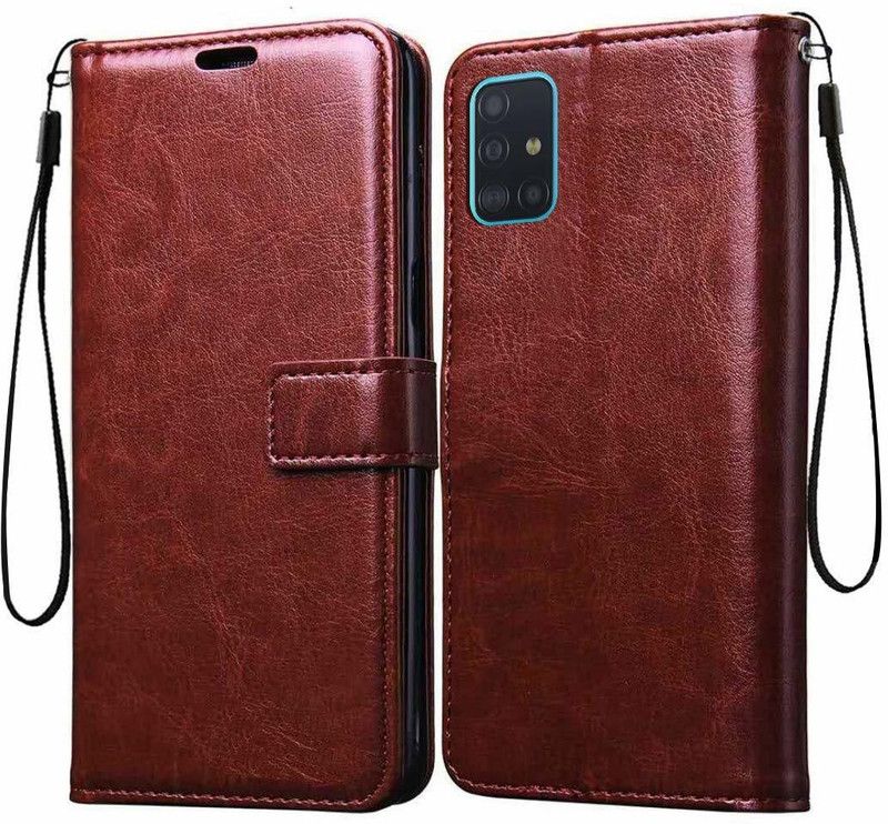 RGSG Wallet Case Cover for Samsung Galaxy A51  (Brown, Pack of: 1)