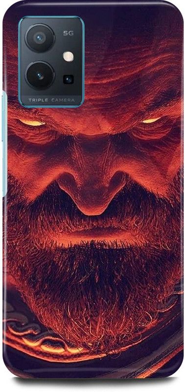 play fast Back Cover for Vivo T1 5G, V2141 GOD, OF, WAR, ANGRY, KRATOS  (Red, Hard Case, Pack of: 1)