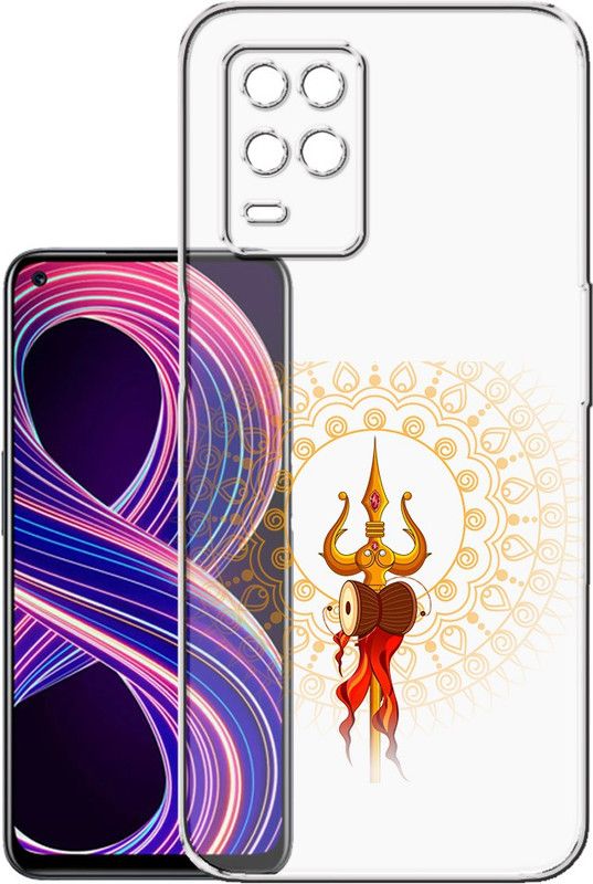 HANIRY Back Cover for Realme 8 / RMX3085 mobile cover | TRISHOOL WITH DAMROO | Design | PNG_46  (Multicolor, Flexible, Silicon, Pack of: 1)