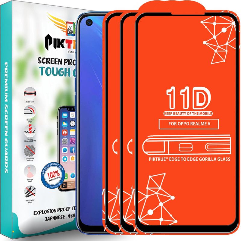 PikTrue Edge To Edge Tempered Glass for Realme 6  (Pack of 3)