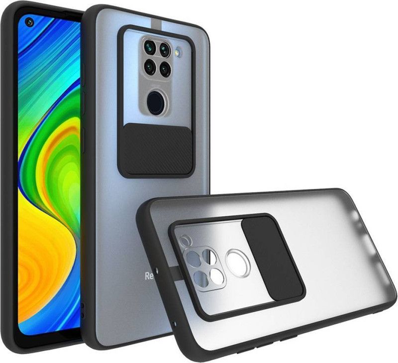 AOnes Back Cover for Mi Redmi Note 9  (Black, Cases with Holder, Pack of: 1)