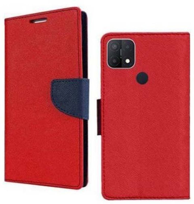 Cowboy Flip Cover for Oppo A15, A15S, Model CPH2185  (Red, Dual Protection, Pack of: 1)