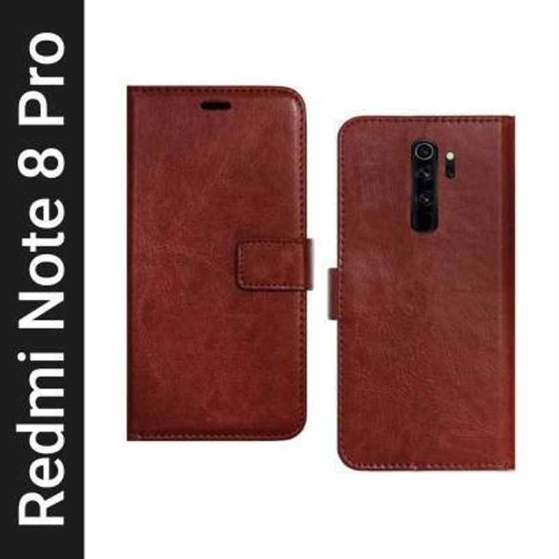 xykos Flip Cover for Redmi NOTE 8 PRO  (Brown, Cases with Holder, Pack of: 1)