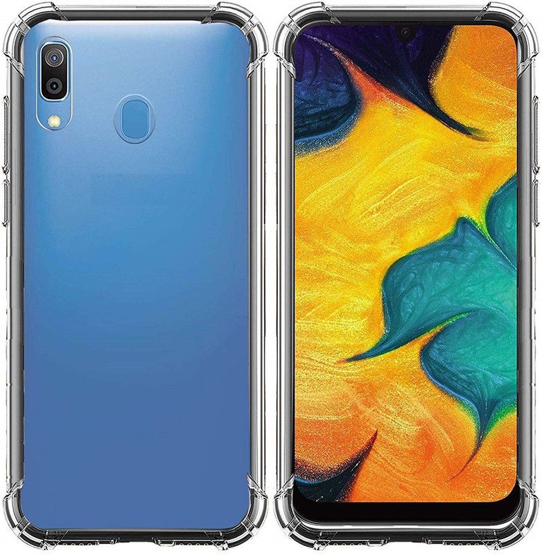 Phone Back Cover Back Cover for Samsung Galaxy A20  (Transparent, White, Grip Case, Pack of: 1)