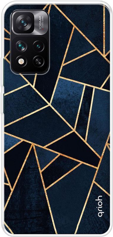 QRIOH Back Cover for Mi 11i  (Blue, Beige, Grip Case, Silicon, Pack of: 1)