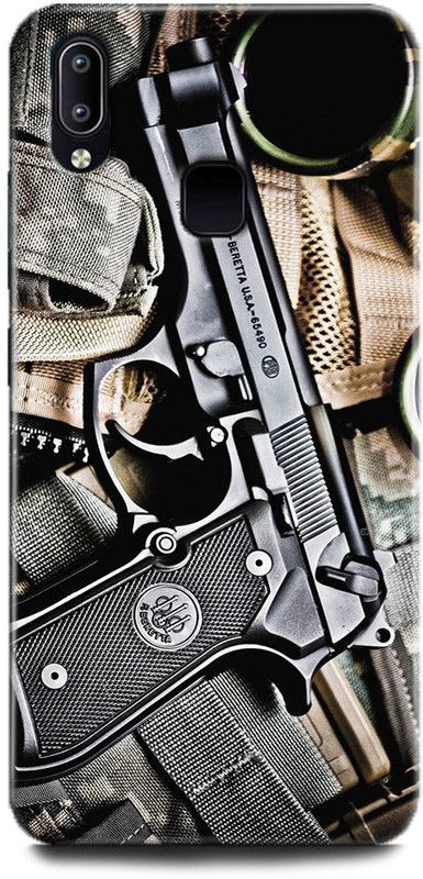 INDICRAFT Back Cover for Vivo V9 Pro, Vivo1851 GUN, PISTOL, ARMY, WEAPON, REVOLVER, MILITARY  (Multicolor, Hard Case, Pack of: 1)
