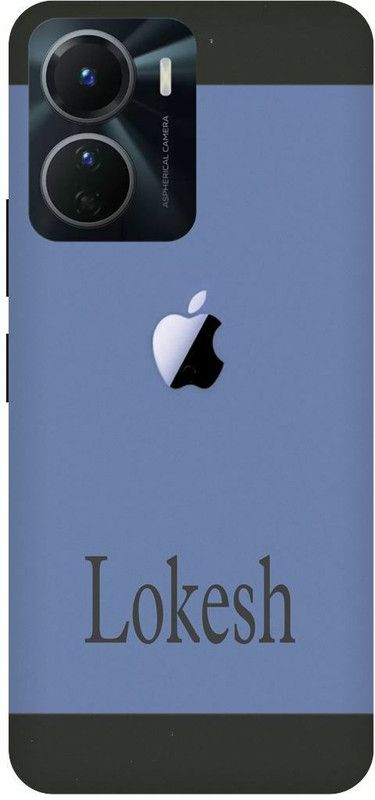 COVERJET Back Cover for VIVO Y16-APPLE- LOGO- LOKESH- NAME- PATTERN  (Blue, Hard Case, Pack of: 1)