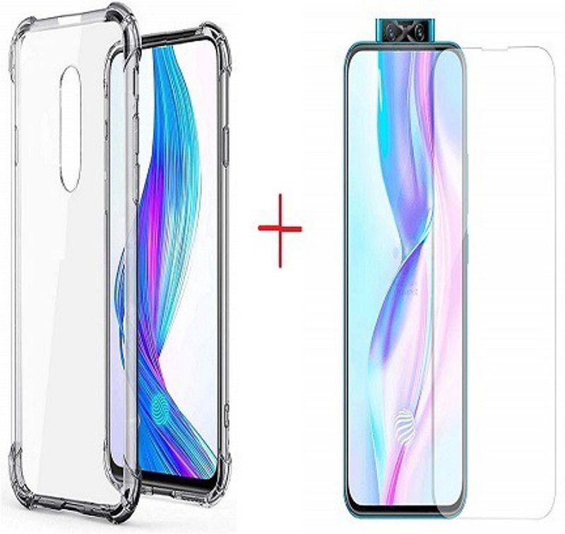 NIMMIKA ENTERPRISES Bumper Case for vivo v17 pro bumper back cover & tempered glass  (Transparent, Shock Proof, Pack of: 1)