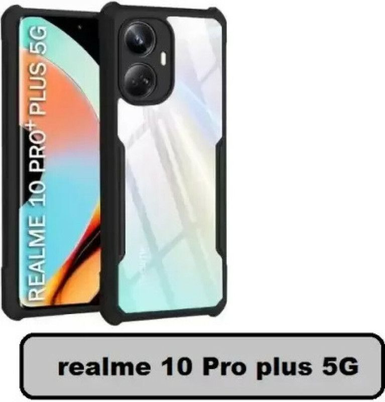 Juberous Back Cover for Realme 10 pro Plus 5G  (Black, Transparent, Shock Proof, Pack of: 1)