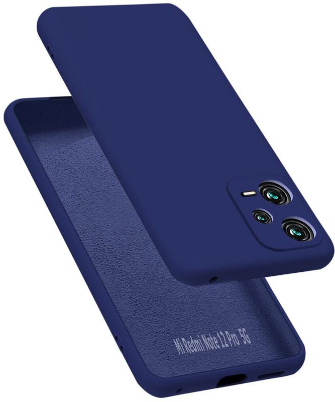 VAPRIF Back Cover for Mi Redmi Note 12 Pro 5G, Matte Rubberized Soft Silicone Protective Cloth Inside  (Blue, Dual Protection, Pack of: 1)
