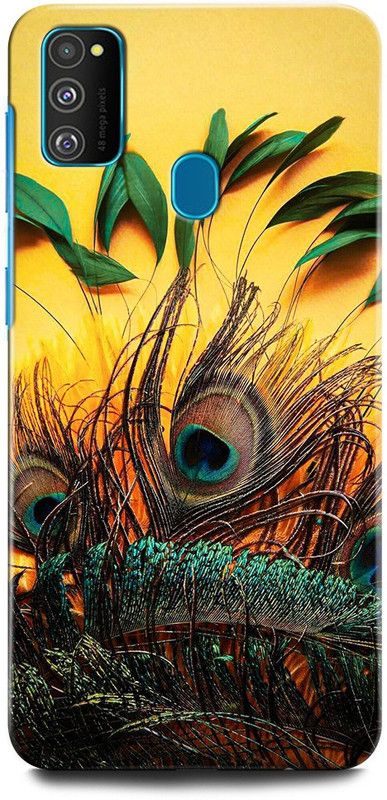 ORBIQE Back Cover for Samsung Galaxy M30S MOR PANKH, PEACOCK FEATHER, GREEN, TEXTURE  (Multicolor, Hard Case, Pack of: 1)