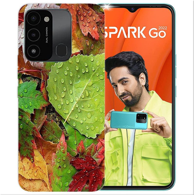 HANIRY Back Cover for Tecno Spark Go 2022 / KG5h mobile cover | LEAF | Designer | Print_597  (Multicolor, Flexible, Silicon, Pack of: 1)