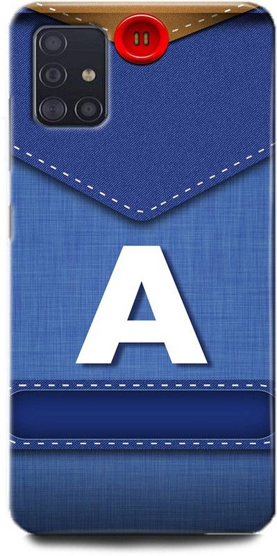 INDICRAFT Back Cover for Samsung Galaxy M51 A, A LETTER, A NAME, BLUE, JEANS, ALPHABET  (Multicolor, Hard Case, Pack of: 1)