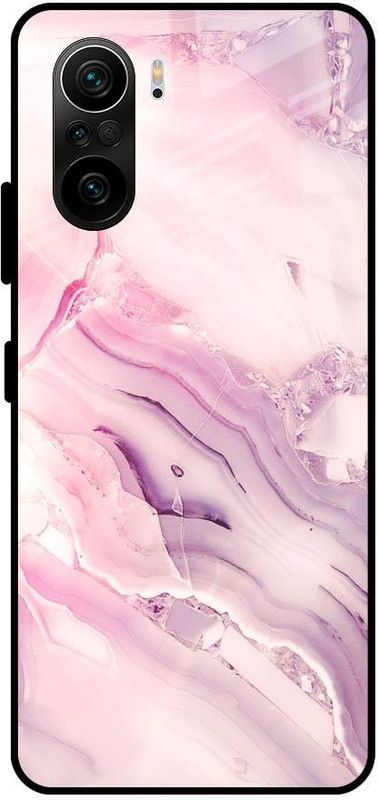QRIOH Glass Back Cover for Mi 11X Pro  (Pink, Grip Case, Silicon, Pack of: 1)