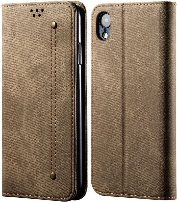 Cubix Wallet Case Cover for Apple iPhone XR (6.1 Inch)  (Khaki, Magnetic Case, Pack of: 1)
