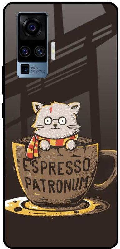 QRIOH Glass Back Cover for Vivo X50 Pro  (Brown, Grip Case, Silicon, Pack of: 1)
