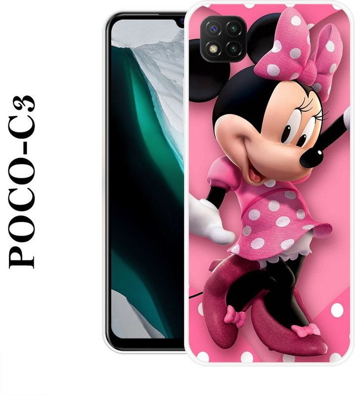 KUDI Back Cover for Poco C3  (Black, Pink, Silicon)