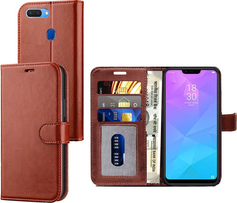 Digilett Wallet Case Cover for Realme 2  (Brown, Dual Protection, Pack of: 1)