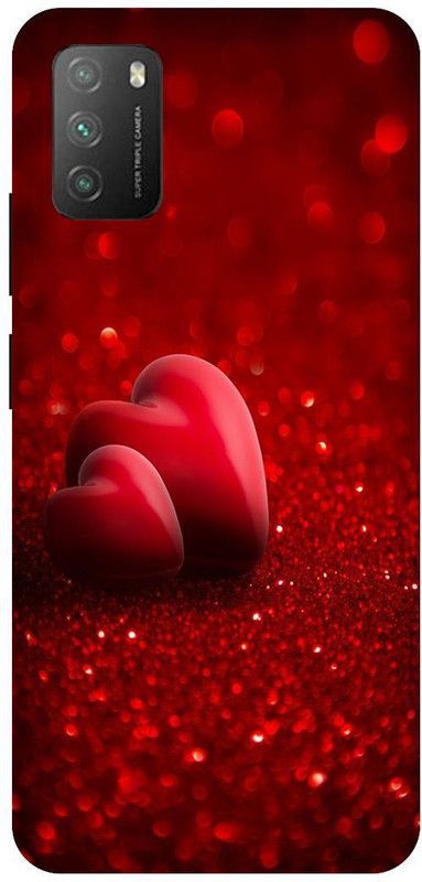 itrusto Back Cover for POCO M3 , POCO M3 Red Hearts BACK COVER  (Multicolor, Hard Case, Pack of: 1)