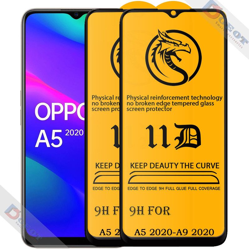 Asgeot Edge To Edge Tempered Glass for Oppo A5 2020 |With Easy Installation Kit|Impact Absorb|Full Adhesive Glass|  (Pack of 2)