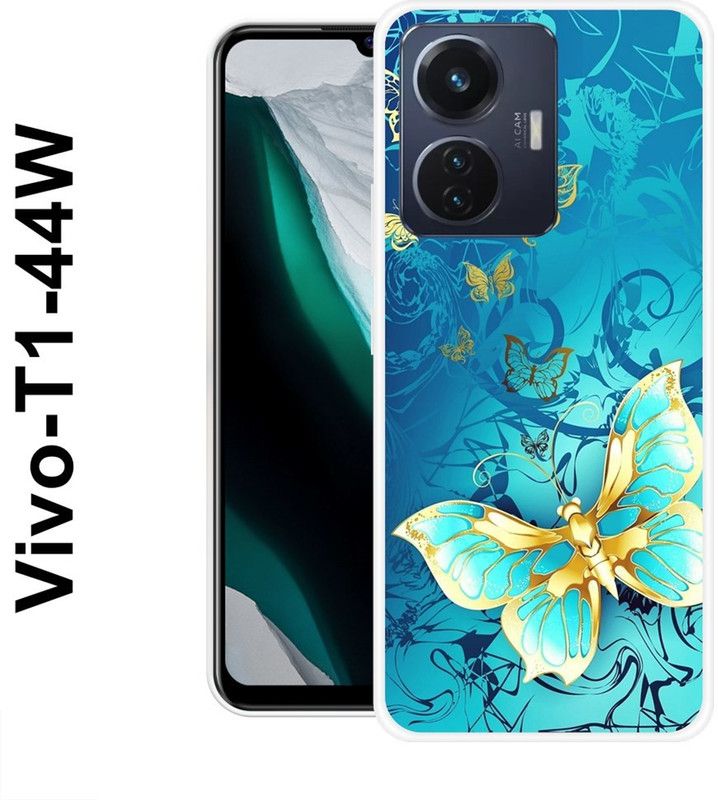 JATLAND Back Cover for Vivo T1 44W  (Blue, Gold, Silicon)
