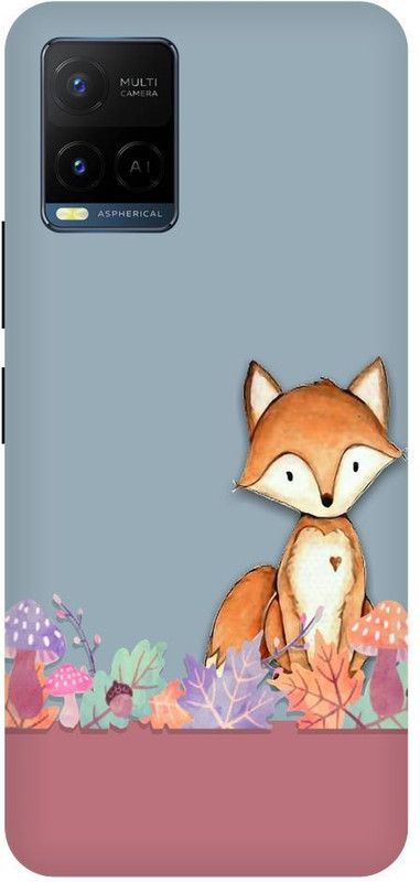 Bluvver Back Cover for Vivo Y33s, V2109, Printed Cute Fox Back Cover  (Multicolor, Hard Case, Pack of: 1)