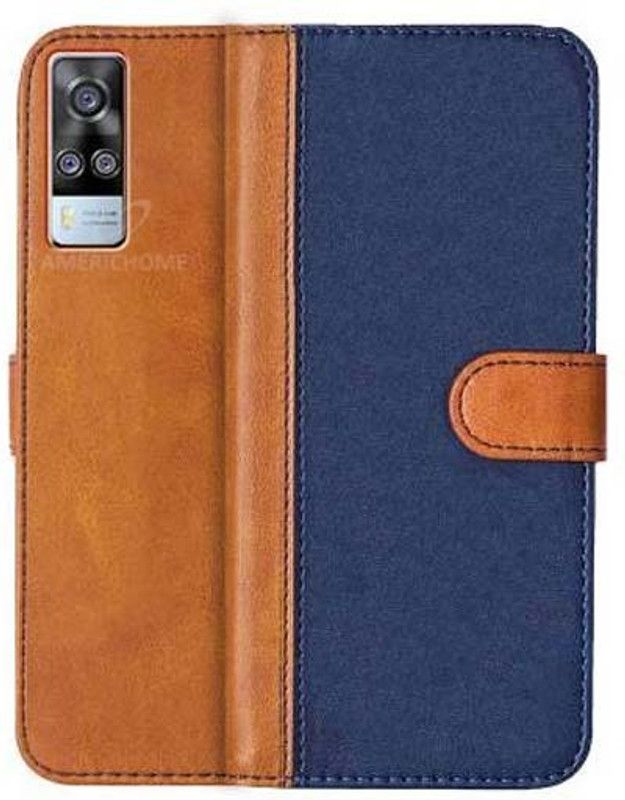 Cowboy Flip Cover for Vivo Y51 (2020), V2030  (Blue, Shock Proof, Pack of: 1)