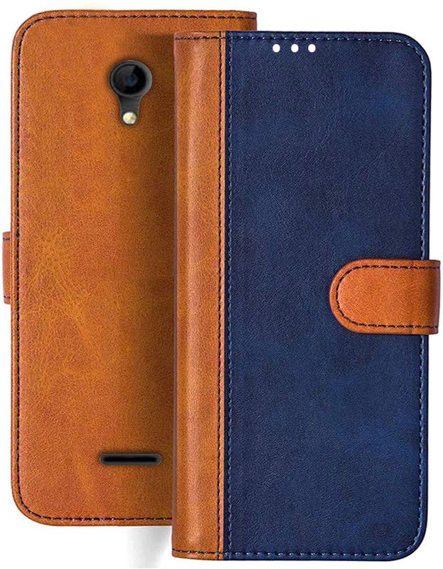 HANIRY Flip Cover for Ivoomi Me 4 flip cover | Me4 flip cover | Blue, Brown Design  (Blue, Magnetic Case, Pack of: 1)