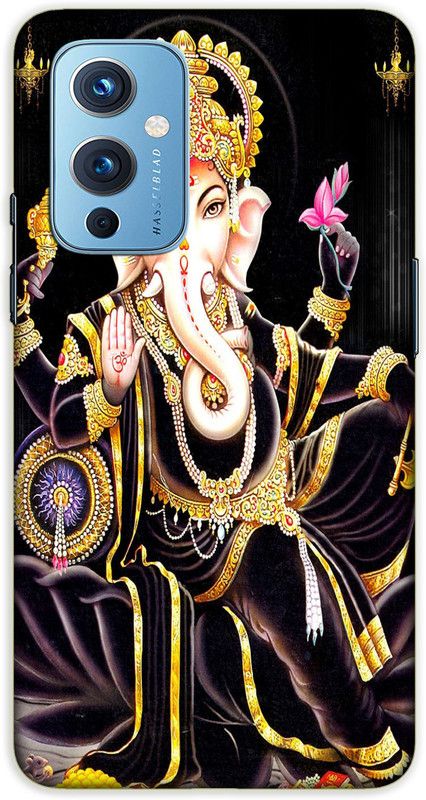 iprinto Back Cover for OnePlus 9 lord ganesha Back Cover  (Black, Hard Case, Pack of: 1)