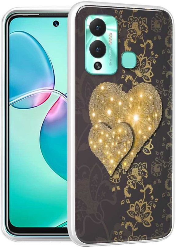 eBoggy Back Cover for Infinix Hot 12 Play  (Black, Gold, Silicon, Pack of: 1)