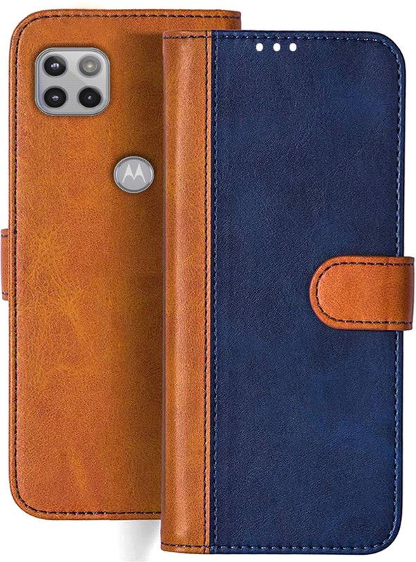 HANIRY Flip Cover for Moto G 5G flip cover | Moto G 5G flip cover | PALM0007IN | Blue, Brown Design  (Brown, Magnetic Case)