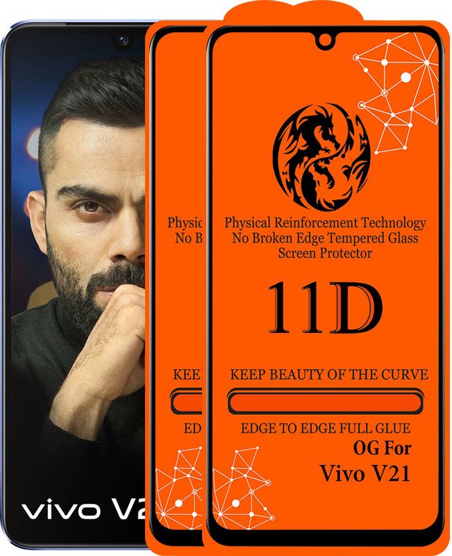 Ascensify Edge To Edge Tempered Glass for Vivo V21  (Pack of 2)