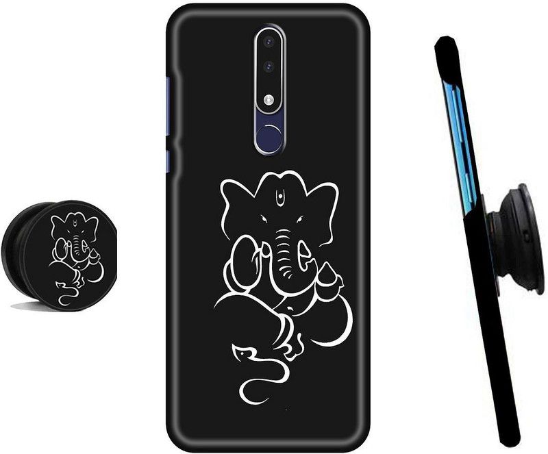 HELLO CASE Back Cover for Nokia 5.1 Plus  (Black, White, Cases with Holder)