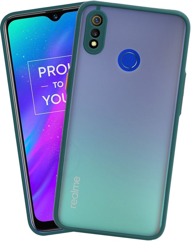 VAKIBO Back Cover for Realme 3, Realme 3i, Smoke Frosted Back Case With Camera Protection Ring  (Green, Grip Case, Pack of: 1)