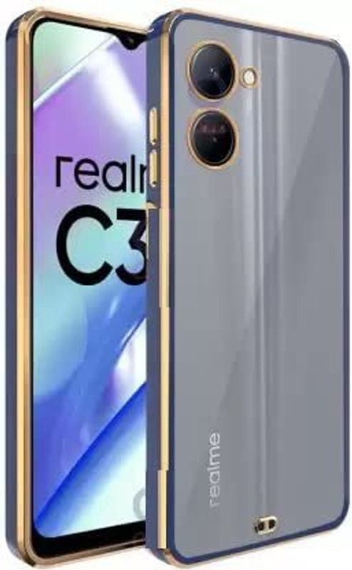 Just Be You Back Cover for Realme C33 (2022) | Gold Electroplating Chrome | Raised Edges |  (Black, Flexible, Pack of: 1)