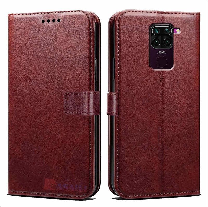 Aspir Flip Cover for Mi Redmi Note 9  (Brown, Pack of: 1)
