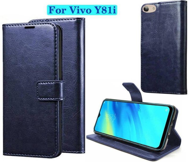 Finely Flip Cover for Vivo Y81i  (Blue, Pack of: 1)