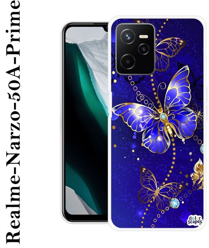 SIMAWAT Back Cover for Realme Narzo 50A Prime  (Blue, Gold, Silicon)