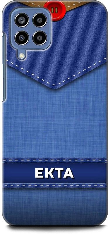 WallCraft Back Cover for SAMSUNG Galaxy M53 5G EKTA NAME, E LETTER, BLUE, JEANS, ALPHABET, DESIGN  (Multicolor, Dual Protection, Pack of: 1)