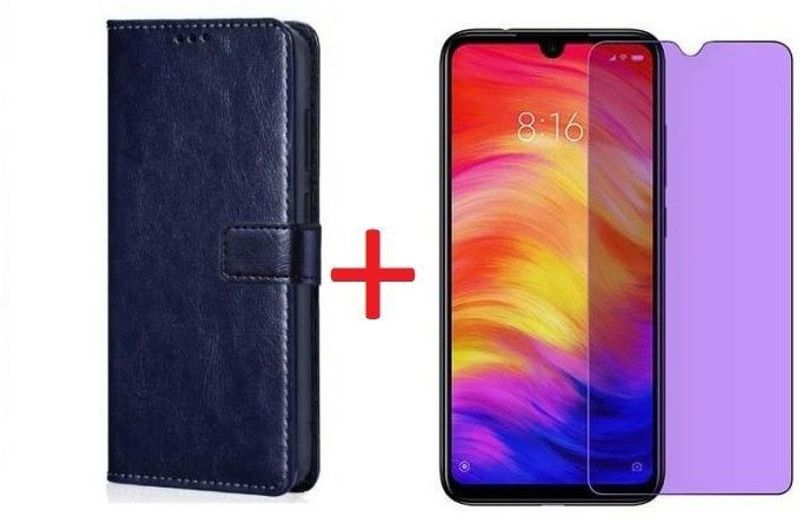 YuniKase Flip Cover for Realme C21, With Tempered Glass Combo  (Blue, Cases with Holder, Pack of: 2)