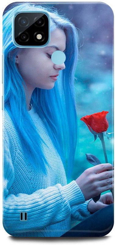 JUGGA Back Cover for Realme C21, RMX3201, CUTE, GIRL, ROSE, LOVELY, GIRL  (Blue, Hard Case, Pack of: 1)