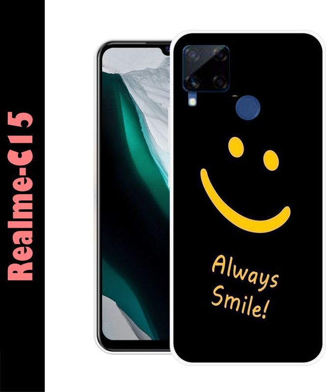 CellWorld Back Cover for Realme C15  (Black, Yellow, Silicon)
