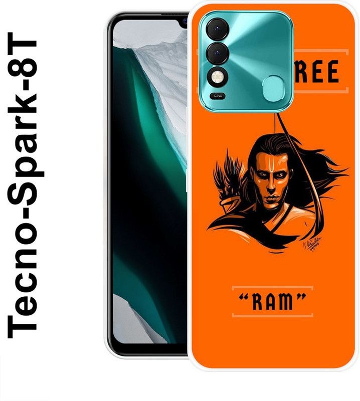 INDIALAND Back Cover for Tecno Spark 8T  (Black, Orange, Silicon)